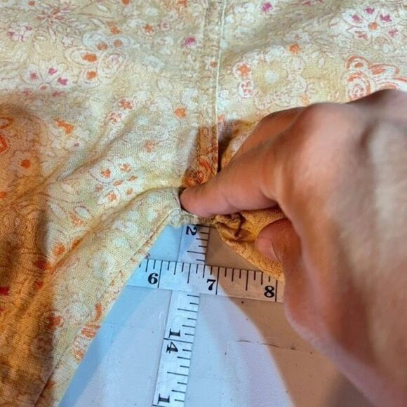 Vintage Woolrich Wicker Floral Linen Blend Crop Capri Pants Orange yellow Size 8 - Picture 11 of 12